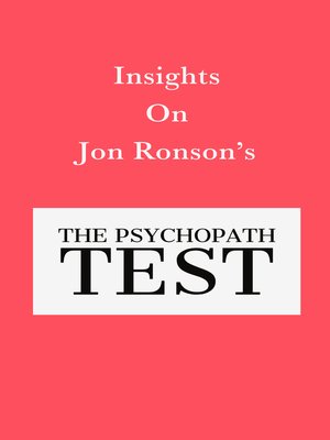 cover image of Insights On Jon Ronson's the Psychopath Test
